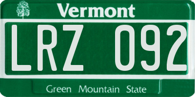 VT license plate LRZ092