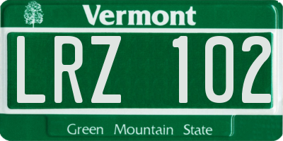 VT license plate LRZ102