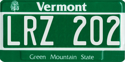 VT license plate LRZ202