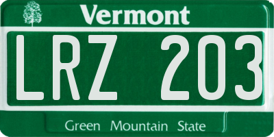 VT license plate LRZ203