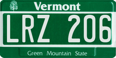 VT license plate LRZ206