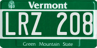 VT license plate LRZ208
