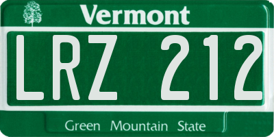 VT license plate LRZ212