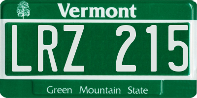 VT license plate LRZ215