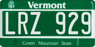 VT license plate LRZ929