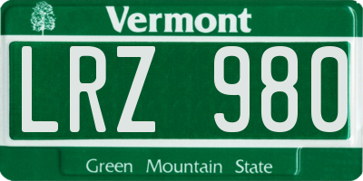 VT license plate LRZ980