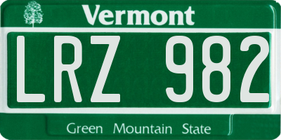 VT license plate LRZ982