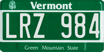 VT license plate LRZ984