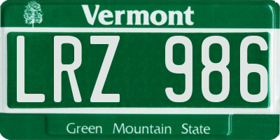 VT license plate LRZ986