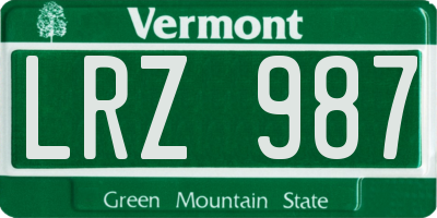 VT license plate LRZ987