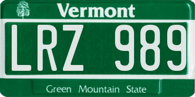 VT license plate LRZ989