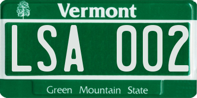 VT license plate LSA002