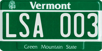 VT license plate LSA003