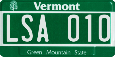 VT license plate LSA010