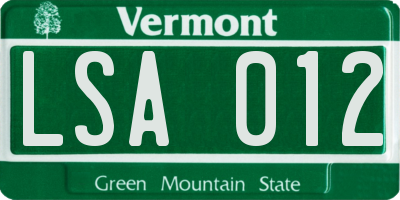 VT license plate LSA012