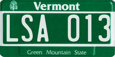 VT license plate LSA013