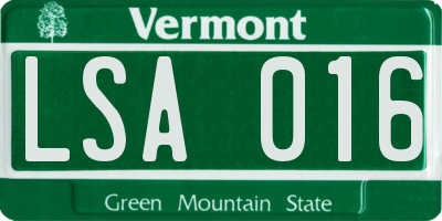 VT license plate LSA016
