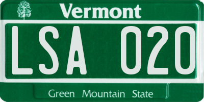 VT license plate LSA020