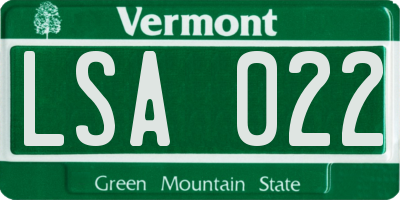 VT license plate LSA022