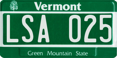 VT license plate LSA025