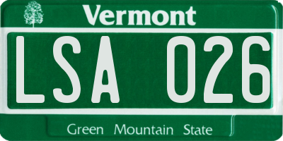 VT license plate LSA026