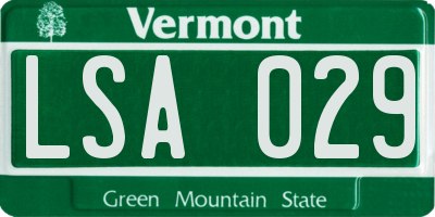 VT license plate LSA029
