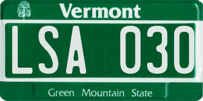 VT license plate LSA030