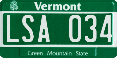 VT license plate LSA034