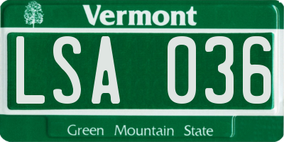 VT license plate LSA036