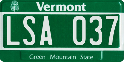 VT license plate LSA037