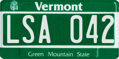 VT license plate LSA042