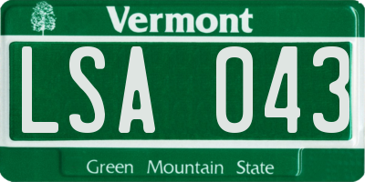 VT license plate LSA043
