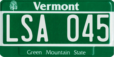 VT license plate LSA045