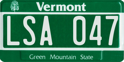 VT license plate LSA047
