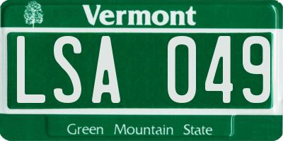 VT license plate LSA049