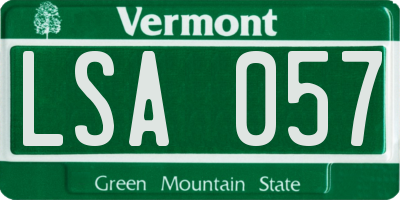 VT license plate LSA057