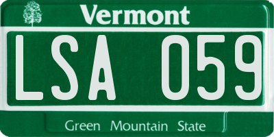 VT license plate LSA059