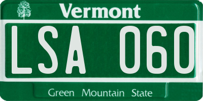 VT license plate LSA060