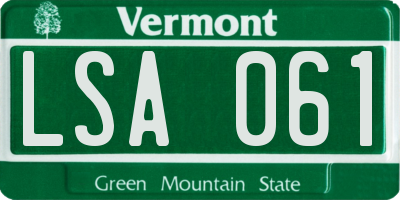 VT license plate LSA061