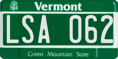 VT license plate LSA062