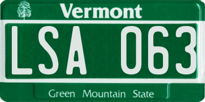 VT license plate LSA063