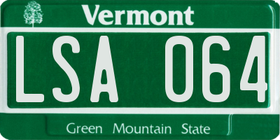 VT license plate LSA064