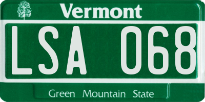 VT license plate LSA068