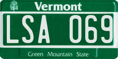 VT license plate LSA069
