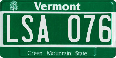 VT license plate LSA076