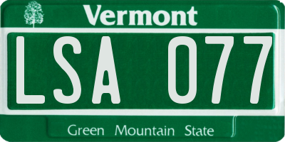 VT license plate LSA077