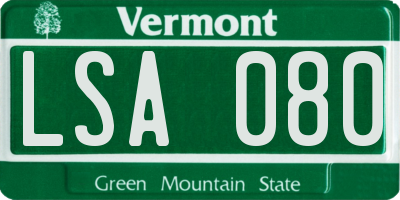 VT license plate LSA080