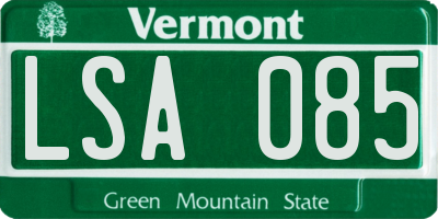 VT license plate LSA085