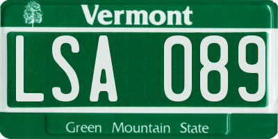 VT license plate LSA089