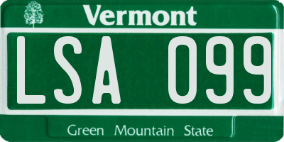 VT license plate LSA099